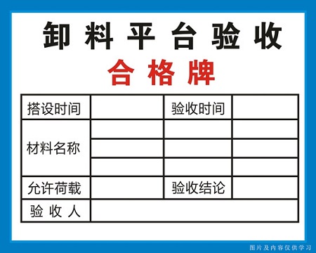 福建卸料平台验收合格牌